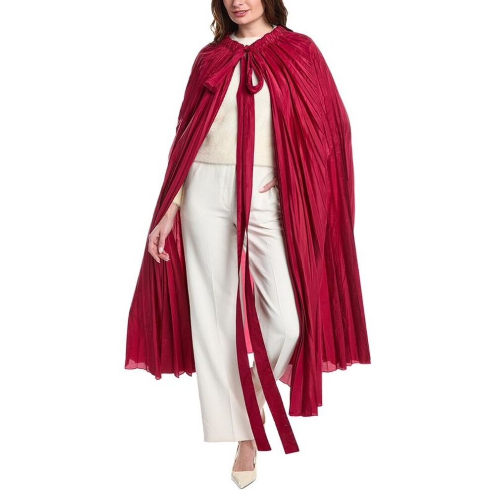 Valentino Womens Pleated Silk-Blend Cape, Pink